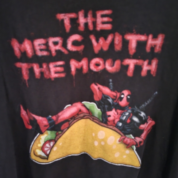 Kids Large Deadpool Anti-Hero The Merc With The Mouth Taco Marvel Comics Shirt - Picture 2 of 4